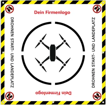 Ein Start- & Landeplatz ist in Deinen Firmenfarben und mit Logo erhältlich.
